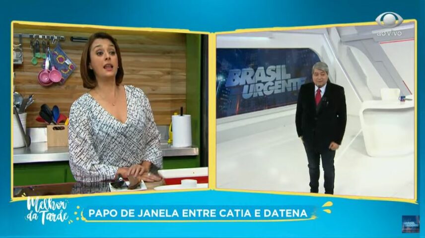 Catia Fonseca e Datena na Band (Foto: Reprodução)
