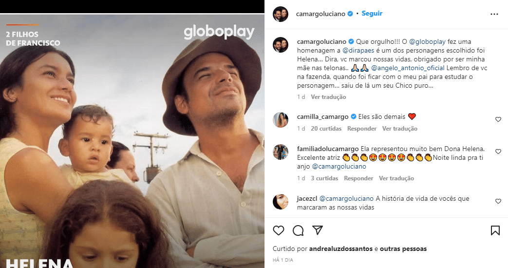 O famoso cantor sertanejo falou sobre o filme que conta a história de sua família na Globo (Foto: Reprodução)