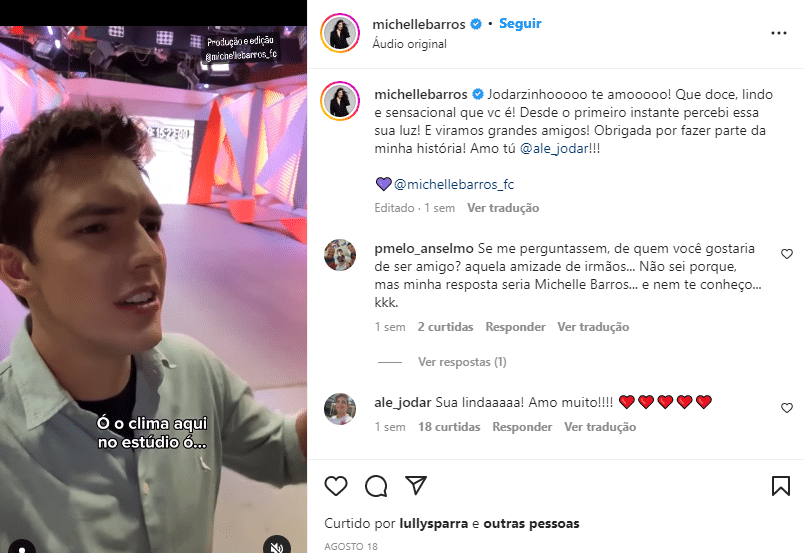 O jornalista do Bom Dia São Paulo da Globo, Alê Jodar é exposto nas redes sociais de Michelle (Foto: Reprodução)