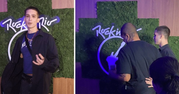 O famoso ex-ator do SBT e herdeiro de Leonardo chamou atenção ao aparecer com segurança em festival (Foto: Reprodução)