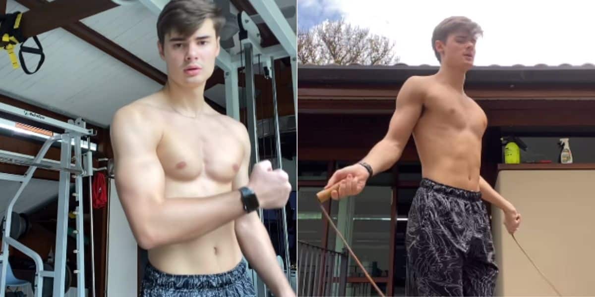 João Assunção, filho do ator Fábio Assunção, causou nas redes sociais ao surgir em vídeo sem camisa mostrando corpo musculoso - Foto Reprodução Instagram