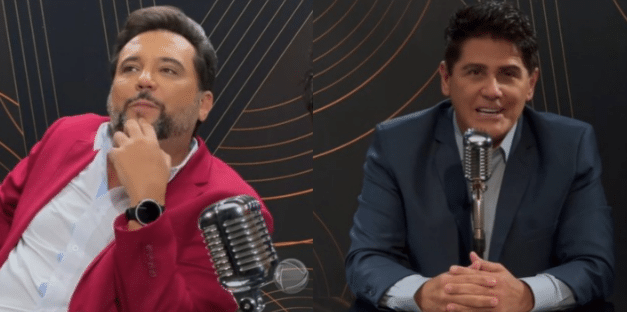 O famoso apresentador da Record, Geraldo Luís ao lado do âncora do Hoje Em Dia, César Filho (Foto: Reprodução)