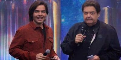 Faustão fechou a cara ao vivo e desaprovou fala do próprio filho João Guilherme na Band (Foto: Reprodução / Band)