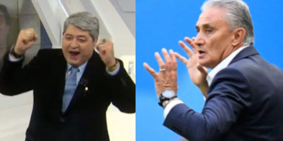 Datena vai ao chão, ao vivo, na Band, ao comemorar demissão de Tite durante o Brasil Urgente (Foto: Montagem)
