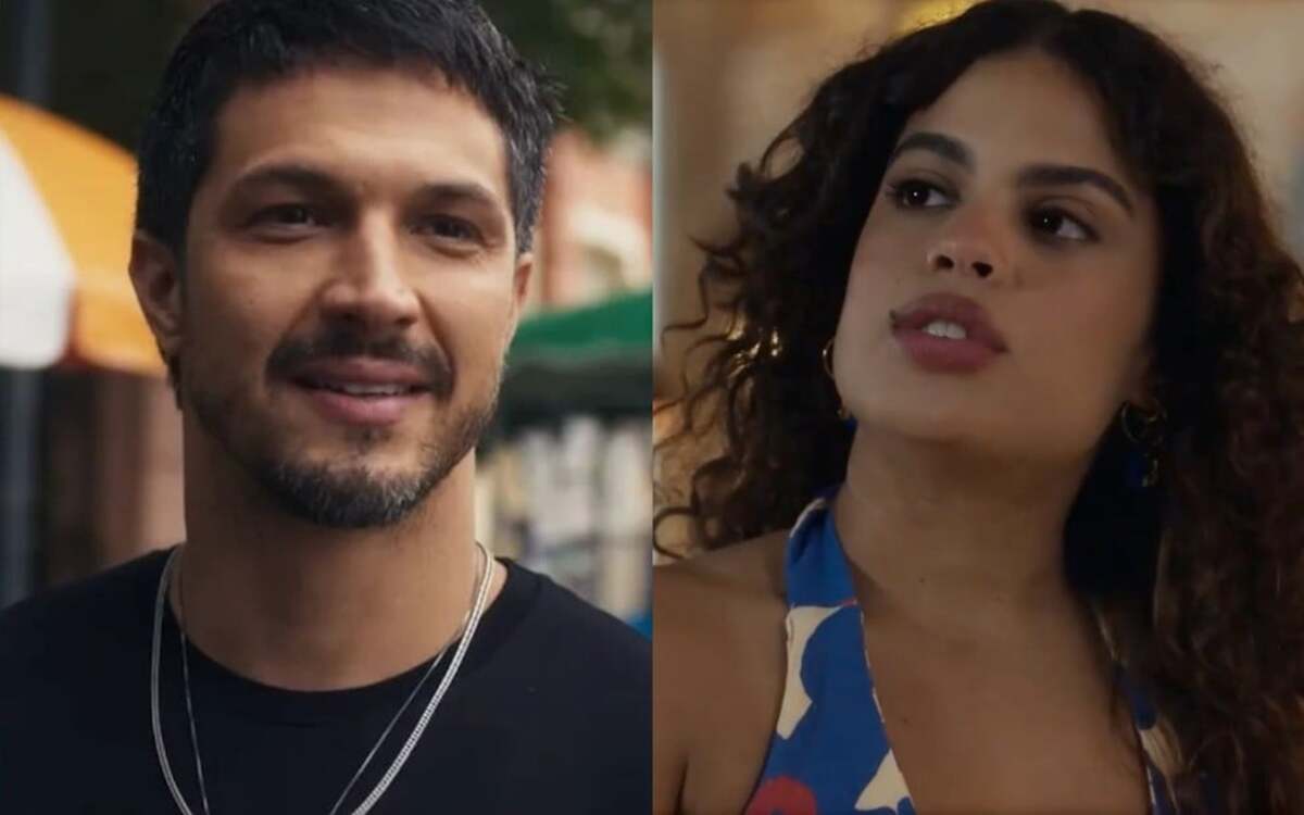 Oto Oto (Romulo Estrela) Bia (Clara Buarque) em Travessia da Globo