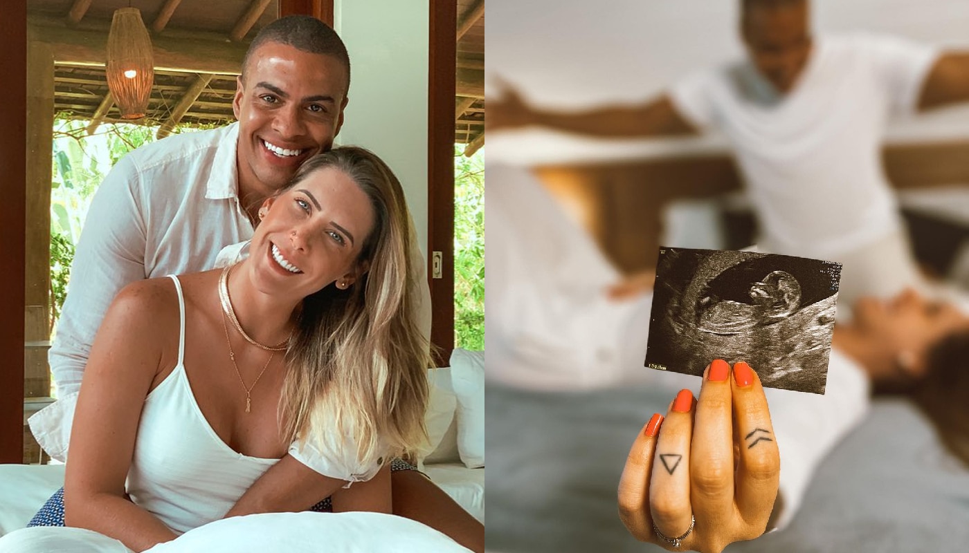 O famoso apresentador do É de Casa, Thiago Oliveira ao lado de sua mulher (Foto: Reprodução)