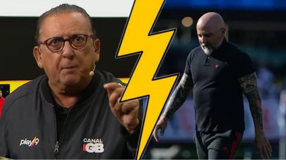 Galvão Bueno detona diretoria do Flamengo e pede demissao de Jorge Sampaoli (Fotos: Reprodução/ Canal GB/ YouTube/ Renato Gizzi/ Photo Premium/ Gazeta Press/ Montagem)
