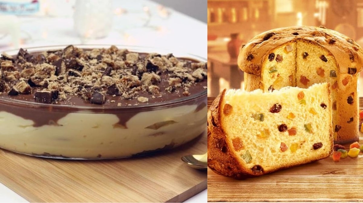 Pavê e Panetone sao pratos doces que não faltam na ceia natalina brasileira (Fotos: Reprodução/ GettyImages/ Montagem)