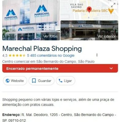 Marechal Plaza Shopping, era localizado no Centro de São Bernardo em São Paulo (Foto: Reprodução / Diário do Grande ABC)
