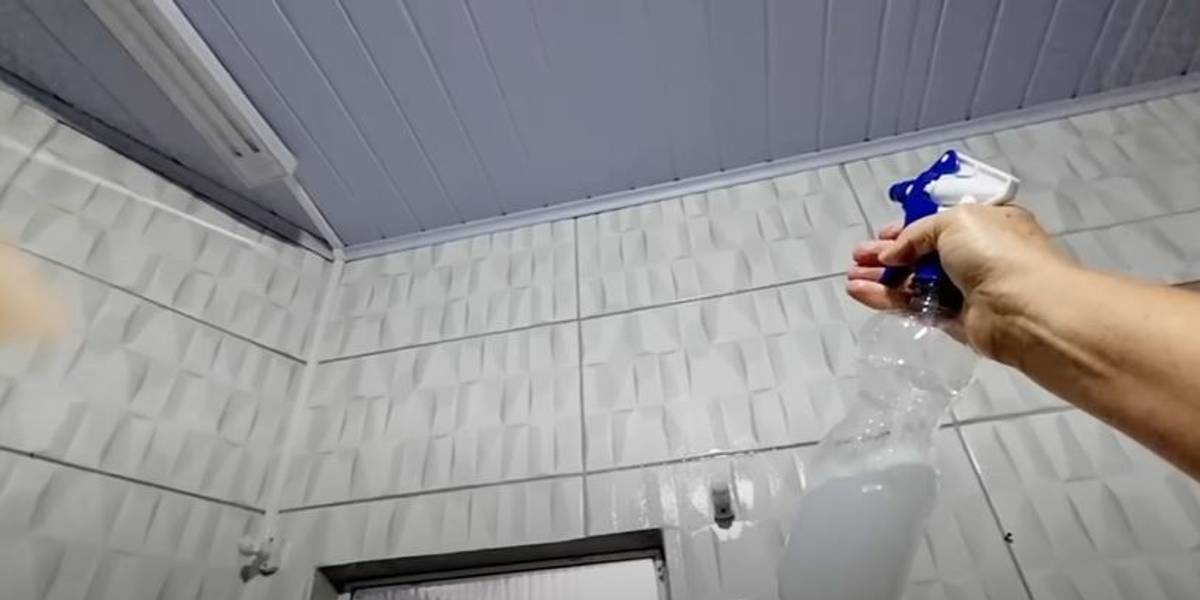 Use o borrifador para a limpeza da cozinha (Foto: Reprodução/YouTube)