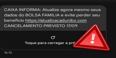 Mensagem fraudulenta no Bolsa Família (Foto: Reprodução/ Pronatec)